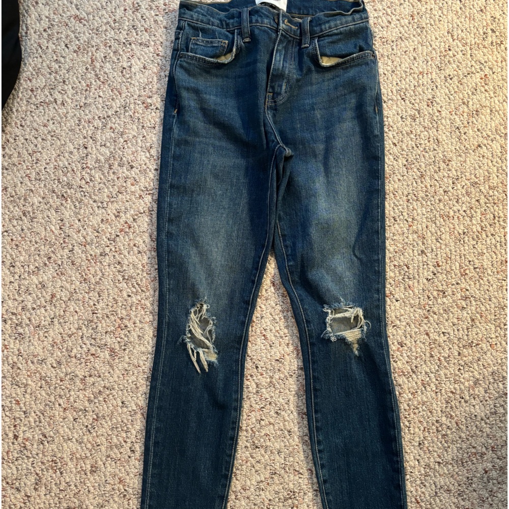 Current/Elliott skinny jeans with small fridge at end.